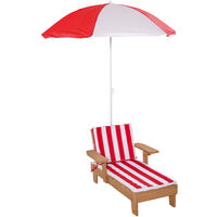 Outsunny Wooden Lounge Chair for Kids Lightweight with Parasol 90 x 59 x 53cm
