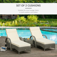 Outsunny Set of 2 Lounger Cushion Non-Slip Seat Pads Indoor Outdoor Off-white