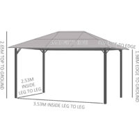Outsunny 4 x 3(m) Polycarbonate Hardtop Gazebo with Aluminium Frame and Curtains