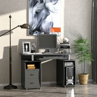 HOMCOM Computer Office Desk Table Workstation w/ Keyboard Tray, Drawer, Black