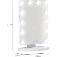 HOMCOM Hollywood Makeup Mirror w/ LED Dimmable Light Cosmetic Vanity Mirror