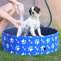 PawHut Dog Swimming Pool Foldable Pet Bathing Shower Tub Padding Pool Φ100cm M