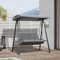Outsunny 2 Seater Garden Outdoor Swing Chair Hammock w/ Steel Frame Grey