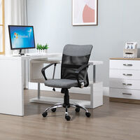 Vinsetto Linen & Mesh Mix Swivel Office Chair Ergonomic Home Seat w/ Wheels Grey