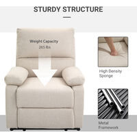 HOMCOM Linen Manual Reclining Armchair Sofa Lounge Seat Living Room Bedroom