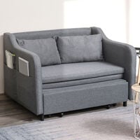 HOMCOM Loveseat Futon Couch Upholstery Sleeper Sofa Bed w/ 2 Pillow Living Room