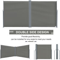Outsunny 6 x 2m Patio Double Side Awning Folding Privacy Screen Fence Grey