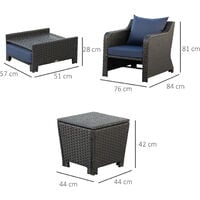 Outsunny 5pcs Outdoor Rattan Sofa Set w/ Storage Function Side Table & Ottoman