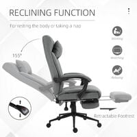 Vinsetto Ergonomic Office Chair Adjustable Height w/Wheels Footrest Light Grey
