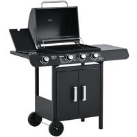 Outsunny Deluxe Gas Barbecue Grill 3+1 Burner Garden BBQ w/ Large Cooking Area