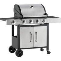 Outsunny Deluxe Gas Barbecue Grill 4+1 Burner Garden BBQ w/ Large Cooking Area
