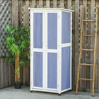 Outsunny Wooden Garden Cabinet 3-Tier Double-door Storage Shed 77x58x175cm Blue