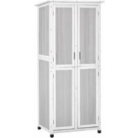 Outsunny Wooden Garden Cabinet 3-Tier Double-door Storage Shed 77x58x175cm Grey