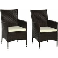 Outsunny 2PC Outdoor Rattan Armchair Wicker Dining Chair Set for Garden Coffee