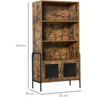 HOMCOM Steel Frame 4-Tier Bookshelf w/ Storage Cabinet Home Office Brown