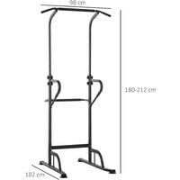 HOMCOM Power Tower Dip Station Pull Up Bar Multi-Function for Home Gym
