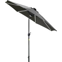 Outsunny 2.7m Garden Parasol Patio Sun Umbrella w/ LED Solar Light Grey