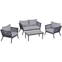 Outsunny 4 PCs Rattan Wicker Sofa Set Outdoor Conservatory Furniture Patio