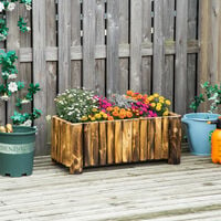 Outsunny Raised Flower Bed Wooden Rectangualr Planter Container Box Wood 4 Feet