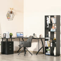 HOMCOM L-Shaped Corner PC Desk Table w/ Drawer Home Office Workstation Black