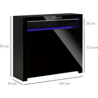 HOMCOM High Gloss LED Cabinet Cupboard Sideboard Console with RGB Lighting for Entryway, Dining Area, Living Room, Black