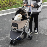 PawHut Pet Stroller Foldable Dog Cat Travel Carriage 2-In-1 Design Carrying Bag