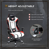 Vinsetto PU Leather High Back Gaming Chair w/ Headrest Arm Lumbar Support