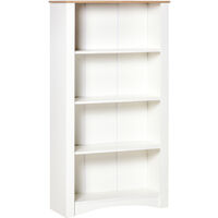 HOMCOM Modern 4-Tier Bookcase Display Unit Storage Cabinet Home Office White