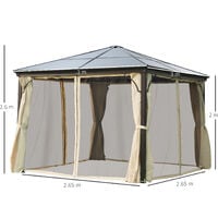 Outsunny 3 x 3(m) Hardtop Gazebo Canopy with Mosquito Netting and Curtains