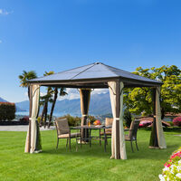 Outsunny 3 x 3(m) Hardtop Gazebo Canopy with Mosquito Netting and Curtains