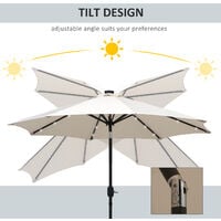 Outsunny Outdoor Garden Solar Power 24 LED light Parasol Sun Umbrella Crank Tilt