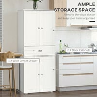 HOMCOM Tall Kitchen Storage Cabinet Cupboard w/ Drawer for Dining Room White