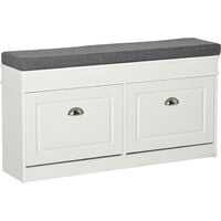 HOMCOM Shoe Storage Bench with Seat Cushion Cabinet Organizer with 2 Drawers