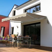 Outsunny 2.5m x 2m Garden Patio Manual Awning Canopy w/ Winding Handle Beige
