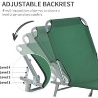 Outsunny Outdoor Folding Sun lounger Camping Portable Recliner Patio Beach Light Weight Chaise Garden Reclining Chair (Green)