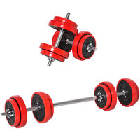 HOMCOM 20kg Two-In-One Dumbbell & Barbell Adjustable Set Strength Gym Workout