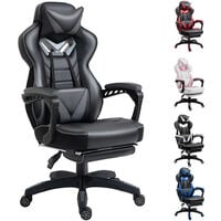 Vinsetto Extra-Padded PU Leather Reclining Gaming Racing Chair w/ Footrest Grey