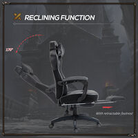 Vinsetto Extra-Padded PU Leather Reclining Gaming Racing Chair w/ Footrest Grey