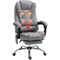 Vinsetto Fabric 6-Point Heating Vibration Massage Office Chair w/ Footrest Grey