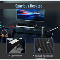 HOMCOM LED Game Office Desk Computer with Cup Holder 2 Cable Management, Black