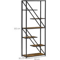 HOMCOM Industrial Storage Shelf Bookcase Standing Display Rack Living Room Study