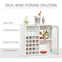 HOMCOM Modern Sideboard Wine Cabinet Cupboard w/ Glass Door 20-Bottle Wine Rack
