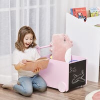 HOMCOM Kids Rolling Toys Storage Cart Trolley w/ Wheels Handles Bedroom Playroom
