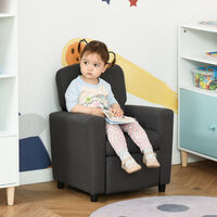 HOMCOM Kids Children Recliner Lounger Armchair Sofa Chair with Footrest for Children Playroom Bedroom Living Room, Grey