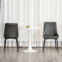 HOMCOM Set Of 2 Retro PU Leather Dining Chairs w/ Metal Legs Home Seats Grey