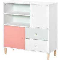 HOMCOM Kids Bookcase Multi-Shelf Modern Freestanding Cabinet of Drawer Pink