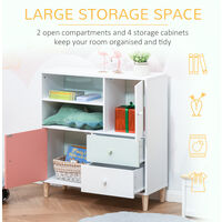 HOMCOM Kids 6 Compartment Freestanding Storage Cabinet Bookcase Furniture Pink
