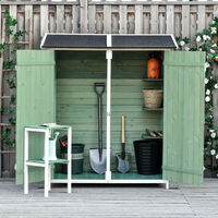 Outsunny Garden Storage Shed Tool Organizer w/ Table, Hook, 139x75x160cm, Green