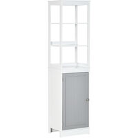 kleankin Bathroom Tall Storage Cabinet Organizer Tower w/ Door Shelves