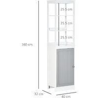 kleankin Bathroom Tall Storage Cabinet Organizer Tower w/ Door Shelves